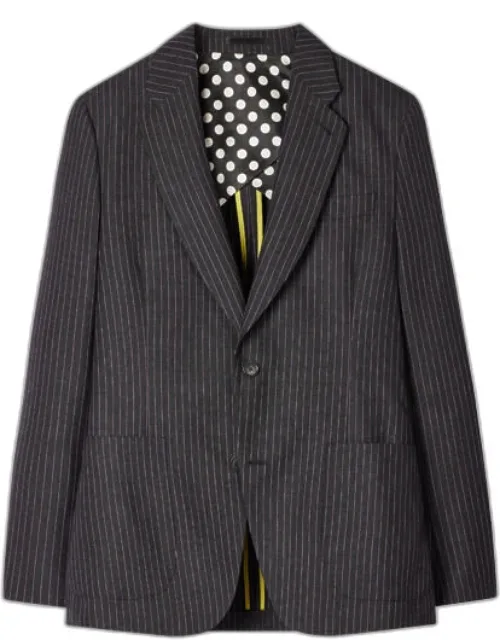 Charcoal Pinstripe Wool Patch-pocket Blazer