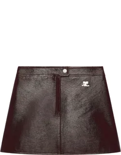Logo-patch Vinyl-effect Mini Skirt