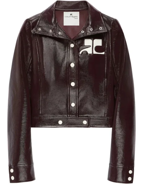 Vinyl-effect Logo-plaque Cropped Jacket