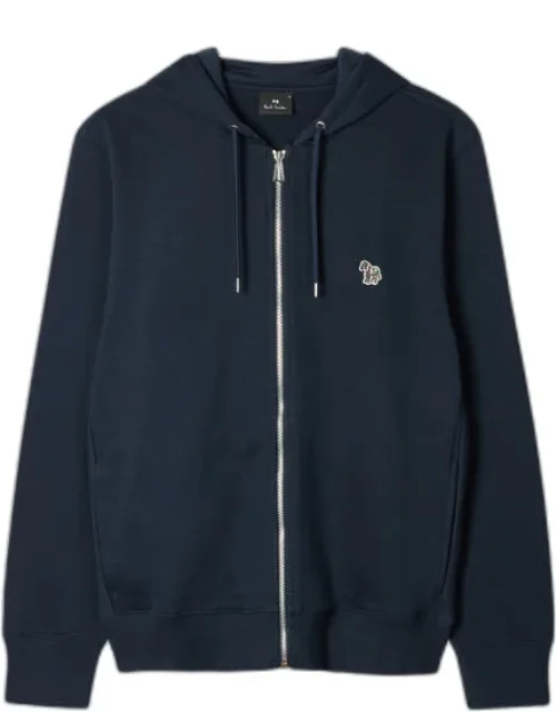 Cotton Zip-front Zebra Logo Hoodie