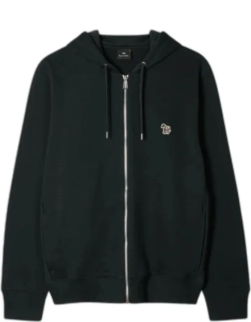 Cotton Zip-front Zebra Logo Hoodie