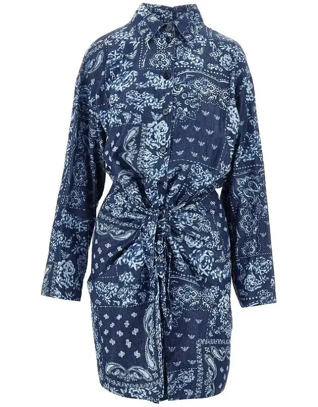 Bandana Print Chambray Mini Dress