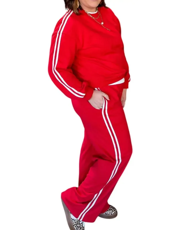 Striped Crewneck And Sweatpants Set