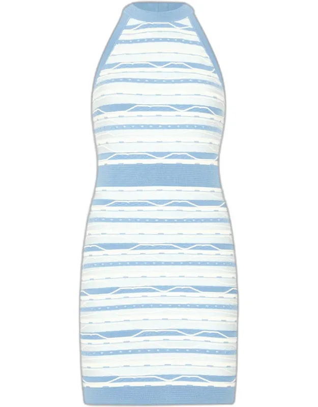 Striped Knit Halter Mini Dress