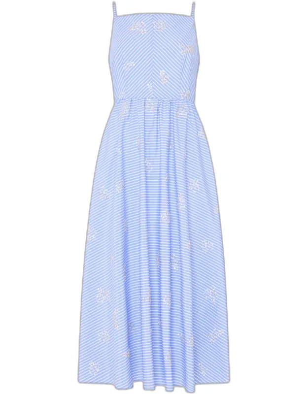 Beaded Striped Midi Dress