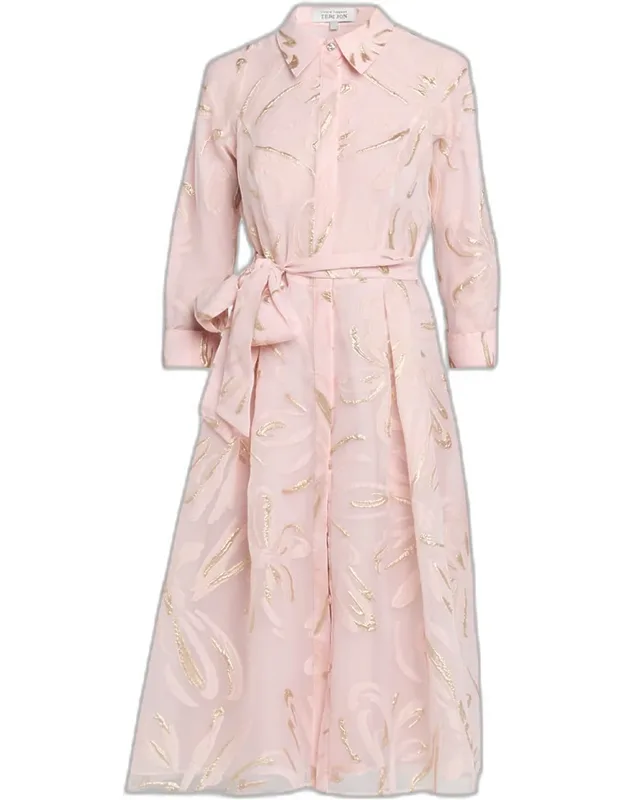Floral Organza Jacquard Midi Shirtdress