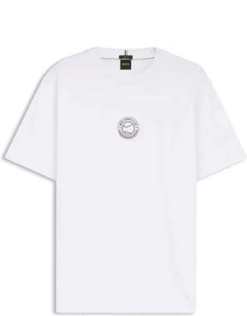 Stretch-cotton T-shirt With Tennis Artwork
