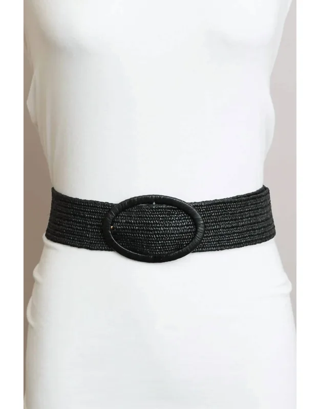 Raffia Oval Buckle Belt