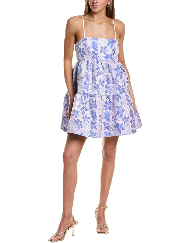 Metallic Floral Jacquard Mini Dress