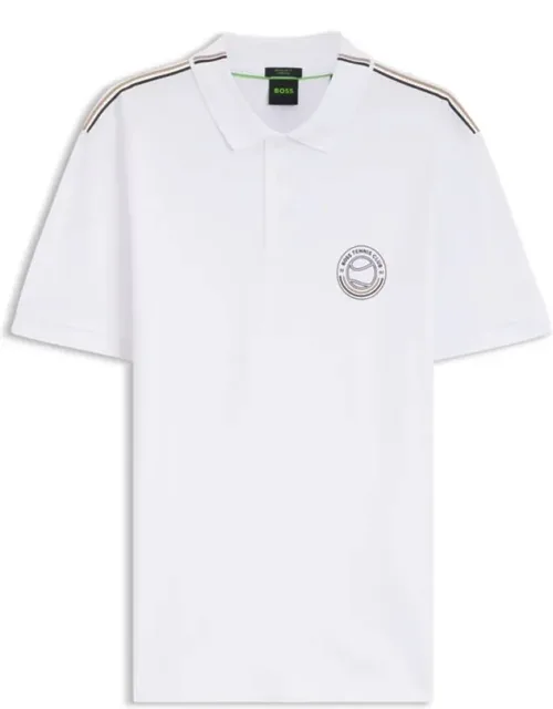 Stretch-cotton Polo Shirt With Tennis-inspired Logo