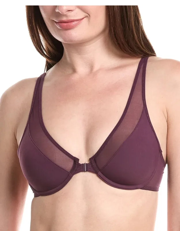 Sheer Opaque Front Close Plunge Bra