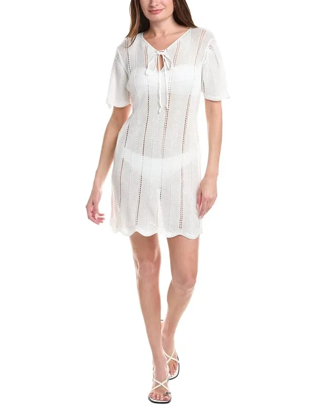 Scalloped Edge Tie Front Dress