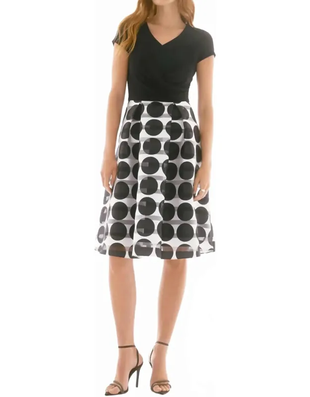 Stripe Polka Dot Fit And Flare Dress