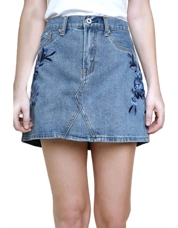 Floral Embroidered Mini Skirt