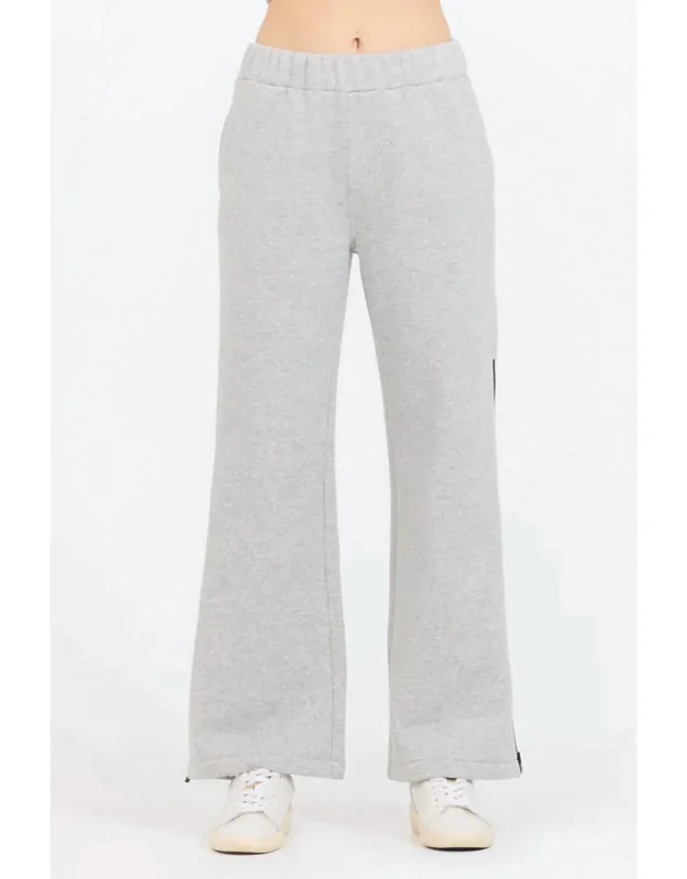 Contrast Zipper Flare Pants