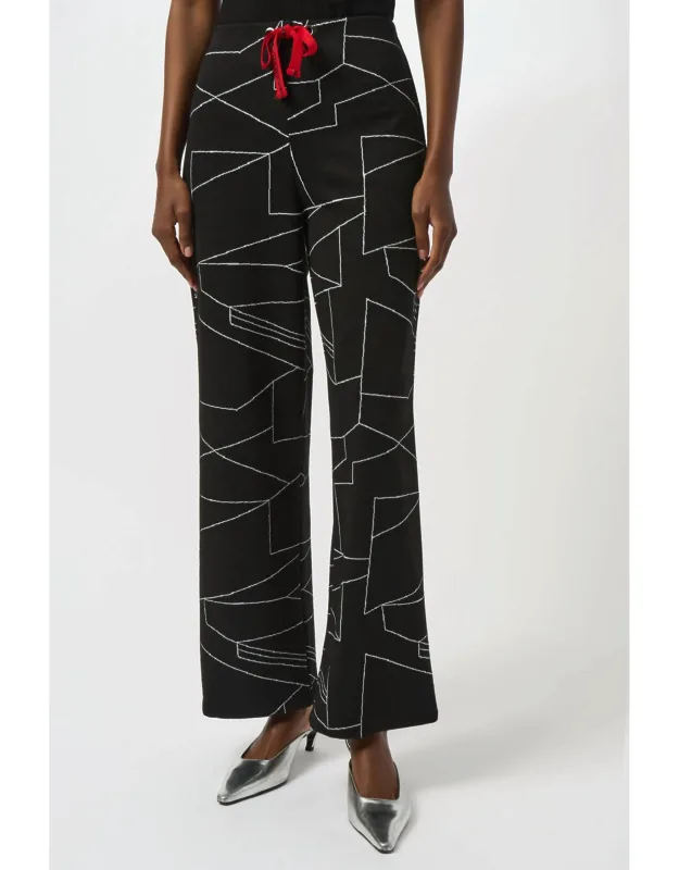 Jacquard Knit Abstract Print Wide Leg Pants