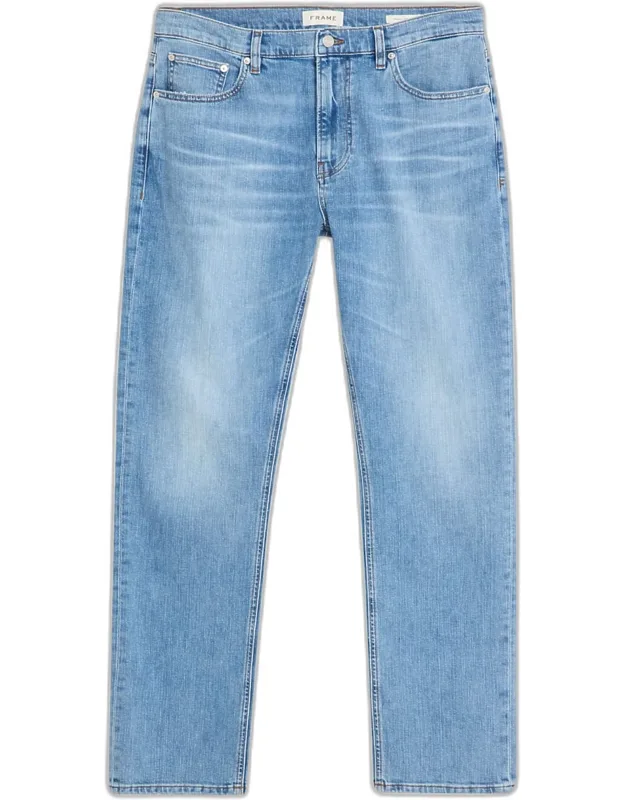 Faded Denim Straight-leg Jeans