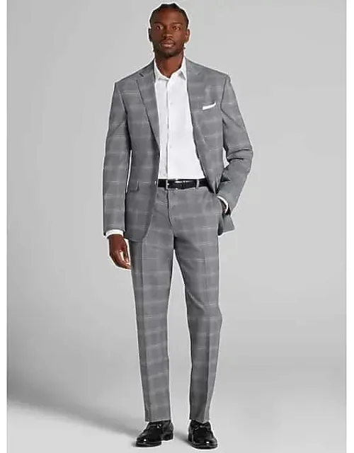 Big & Tall Modern Fit Plaid Suit