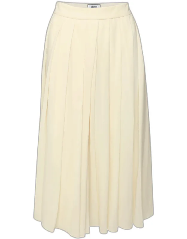 Pleated Crepe Midi Skirt