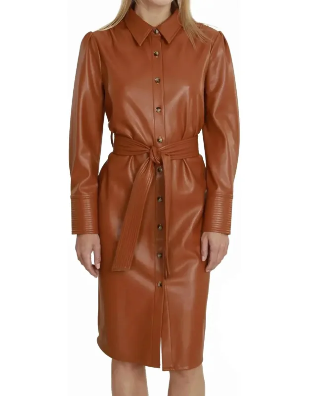Vegan Leather Mid Length Dress