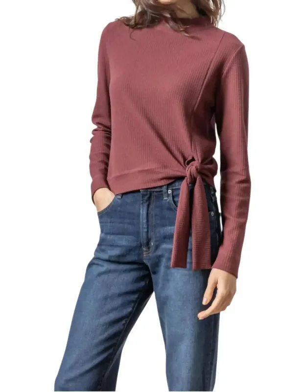 Tie Waist Mock Neck Top