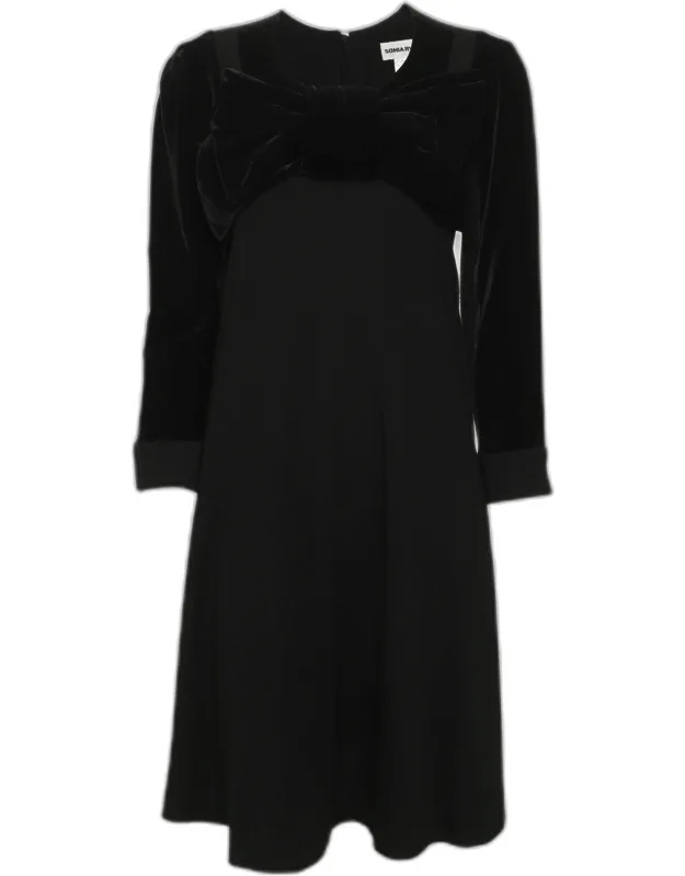 Wool Blend Bow Midi Dress