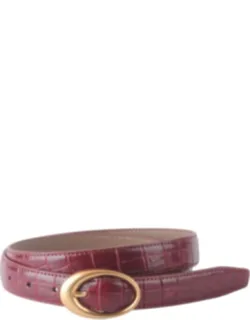 Croco Clean Stitched Belt With Oval Buckle