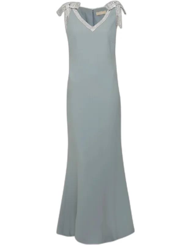 Light Blue Stretch Crepe Maxi Dress