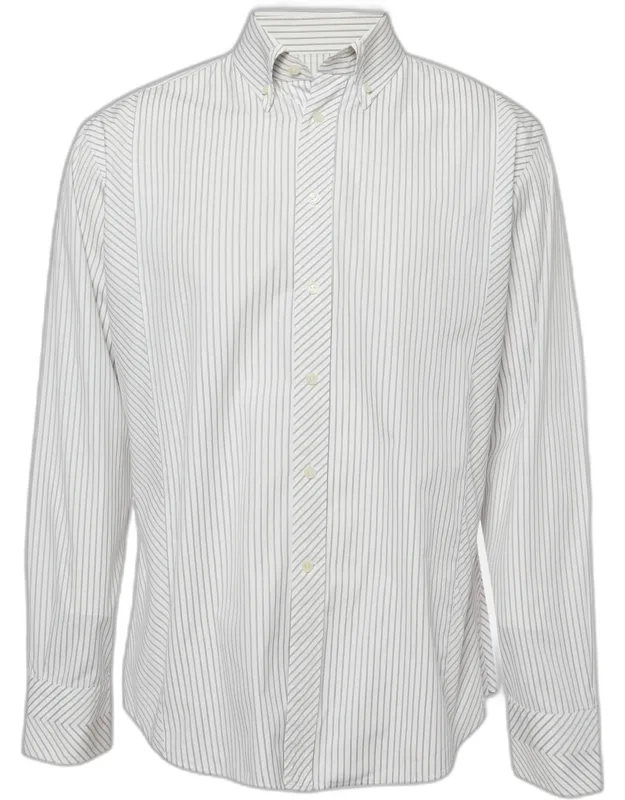 Striped Cotton Poplin Button Up Shirt