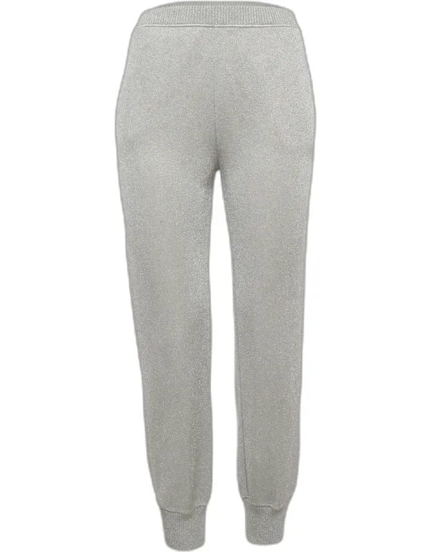 Silver Lurex Knit Track Pants