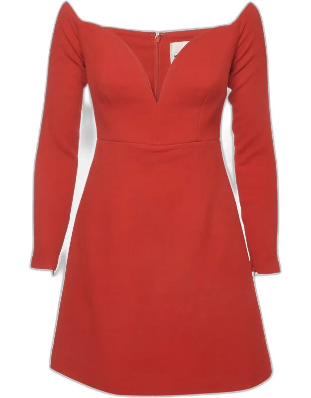 Wool Long Sleeve Bustier Mini Dress