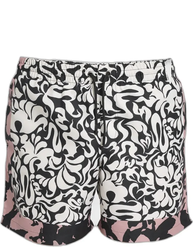 Phibbs Contrast Floral Nylon Swim Trunks