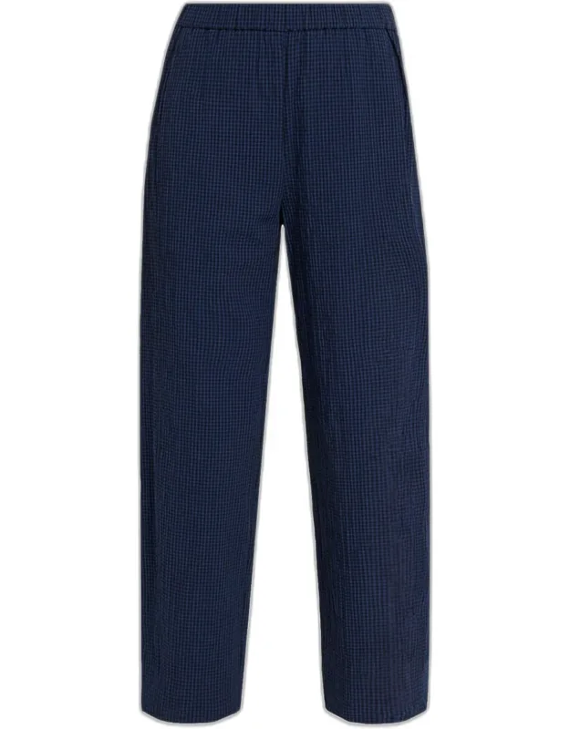 Cropped Crinkled Check Lantern Pants