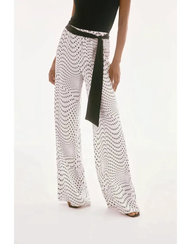 Polka Dot Belted Wide Leg Pants