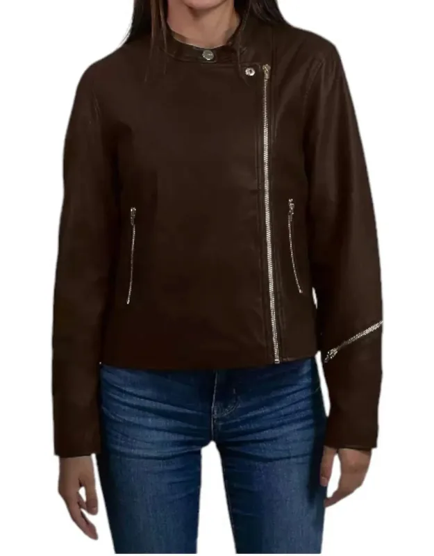Synthetic Leather Biker Jacket