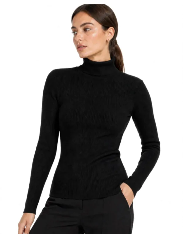 Ribbed Sustainable Knit Turtleneck Sweater