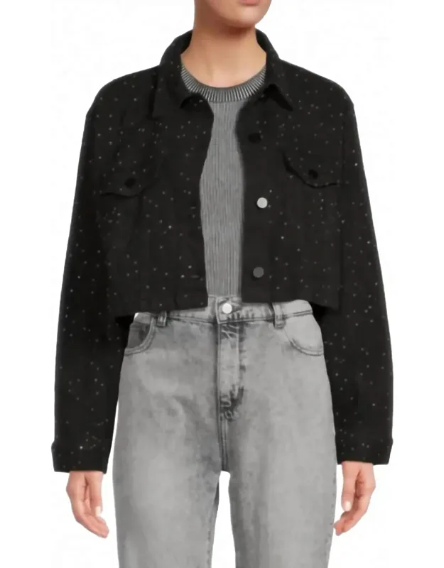 Rhinestone Denim Crop Jacket