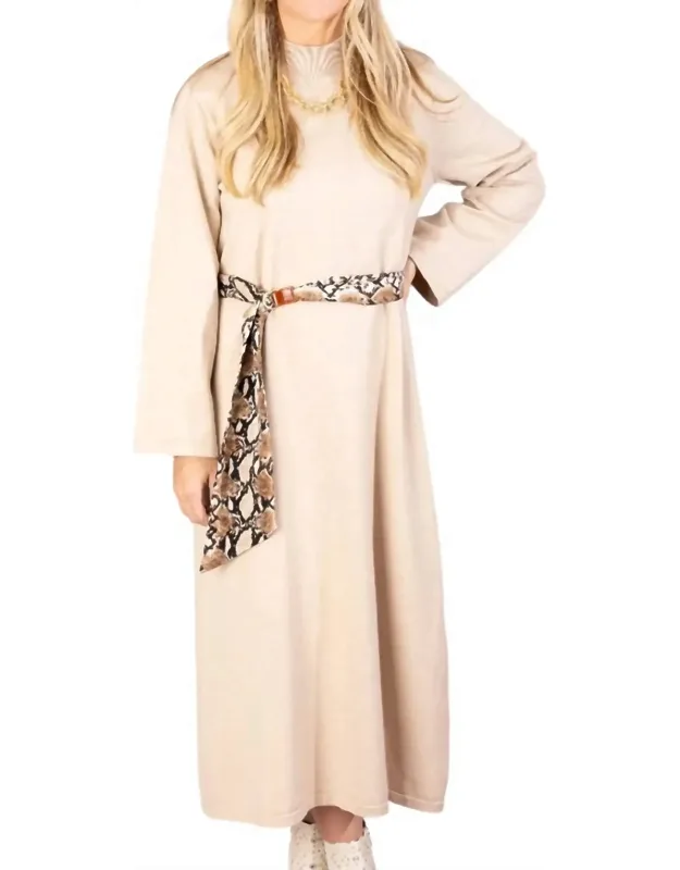 Mock Neck Long Sleeve Midi Dress