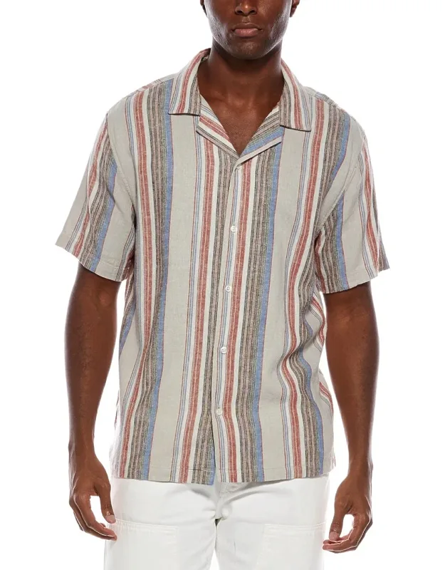 Camp Collar Linen-blend Stripe Shirt