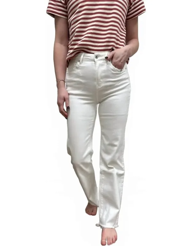 High Rise Wide Leg Jeans With Raw Hem