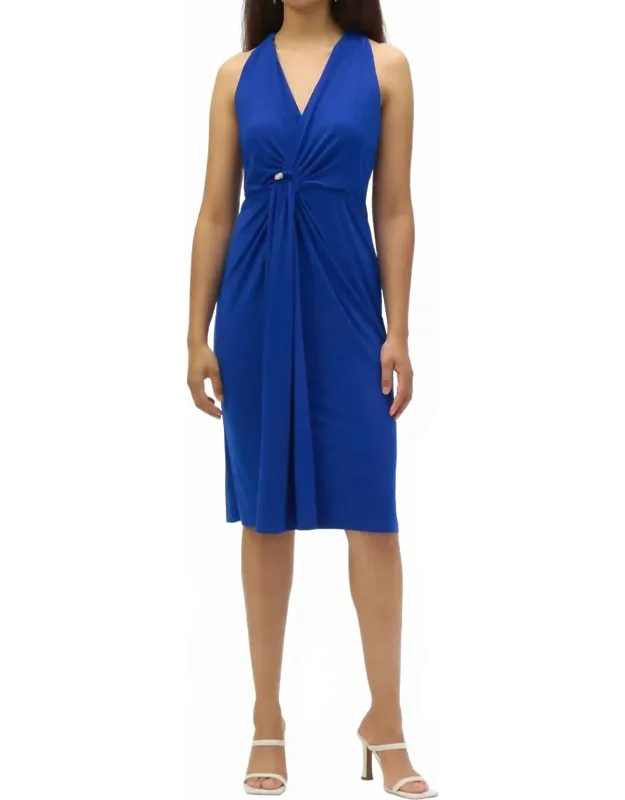 Draped Front Halter Sheath Dress