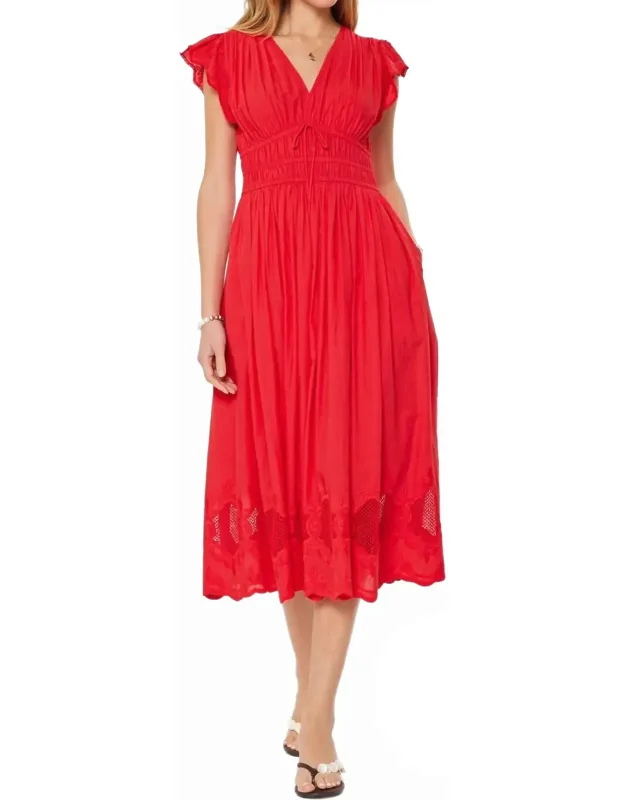 Embroidered Lace Midi Dress