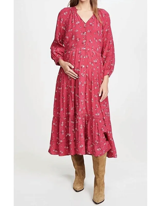 Myra Maternity Dress In Azalea/canterbury
