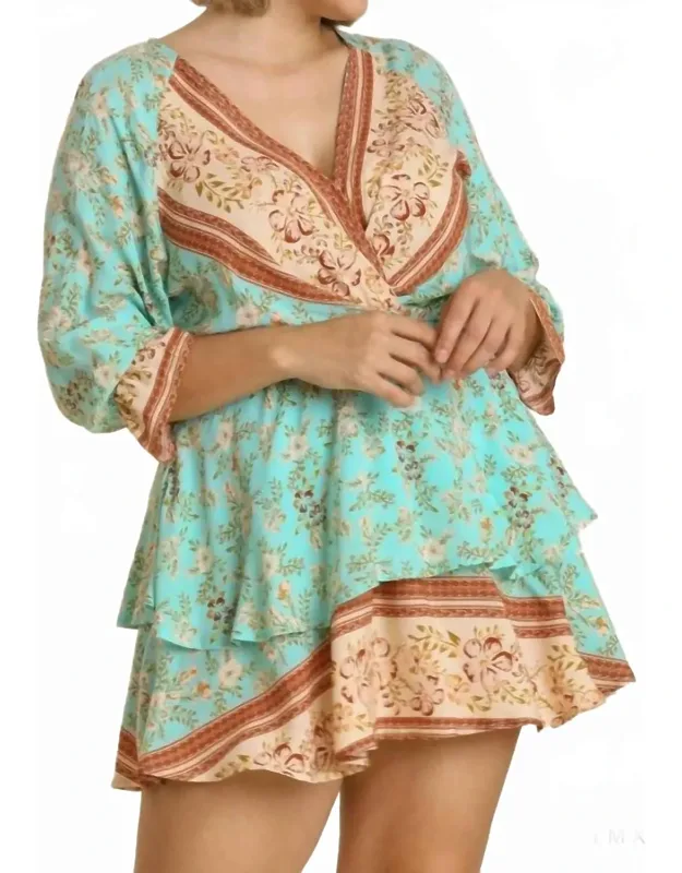 Floral Border Print Layered Dress