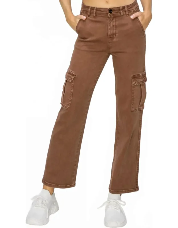 High Rise Crop Straight Cargo Pants