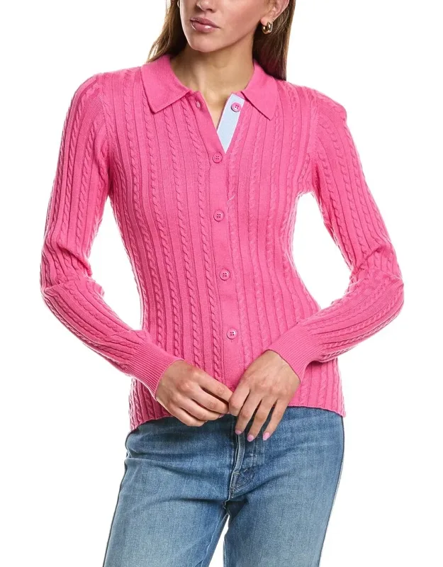 Cable Knit Collared Wool-blend Cardigan