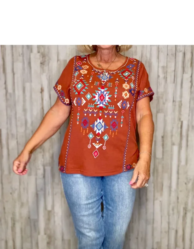 Maya Aztec Embroidery Top