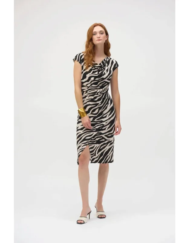 Animal Print Cowl Neck Sheath Dress