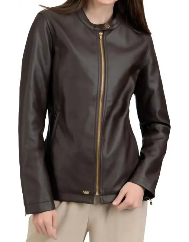 Café Faux-leather Racer Jacket