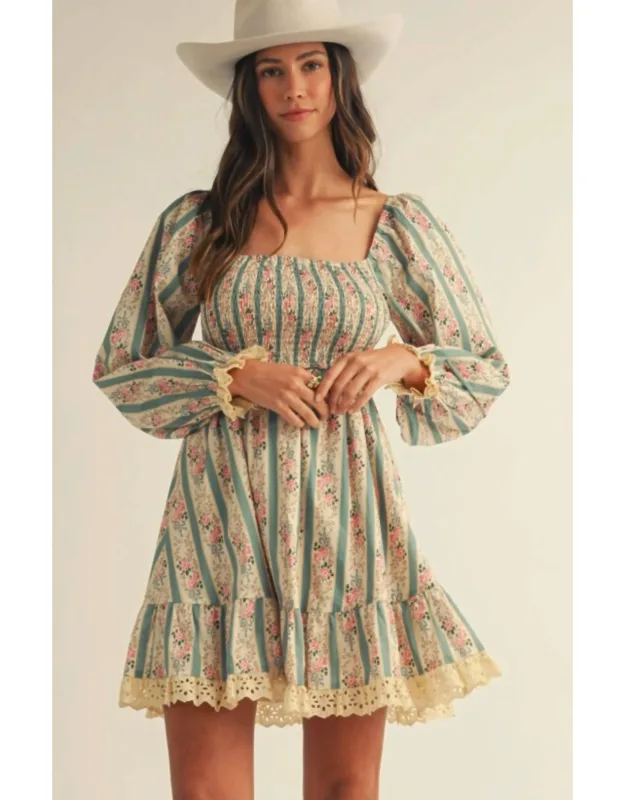 Floral Smocked Lace Dress